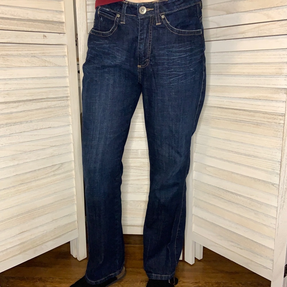 Wrangler Aura Women’s Dark Wash Flattering Fit Mid Rise Straight Leg Jeans